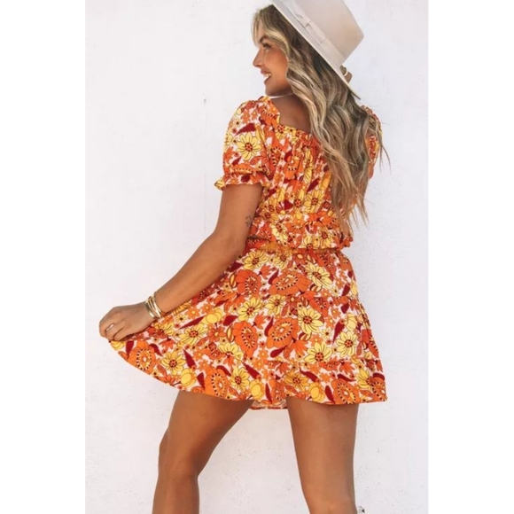 LAST ONE! Plus Size ARIA Floral Boho 2 Piece Skirt Set With Off The Shoulder Top - Picture 2 of 8